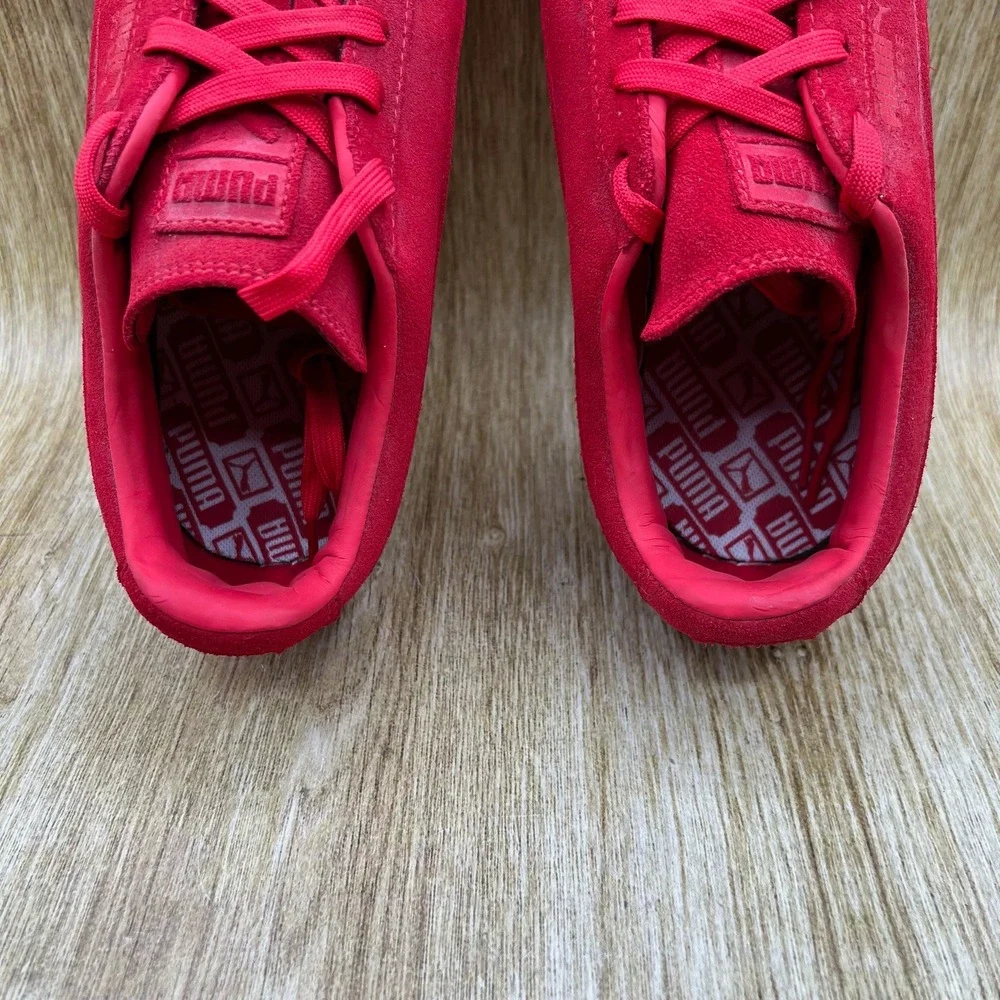 Puma Suede Emboss Sneakers Men's Size 10.5 Iced Red Low Top Shoes 361664-03